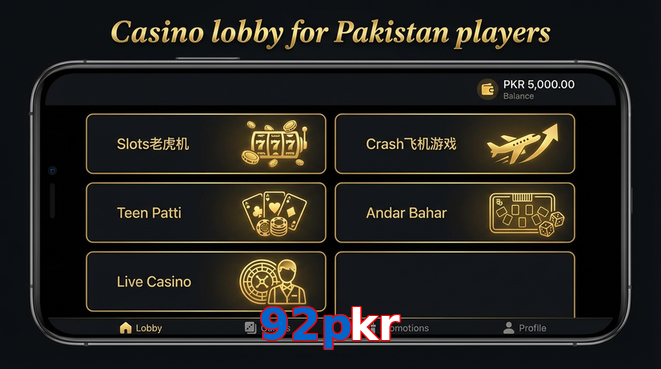 Lobby view of 92Pkr for Pakistan users