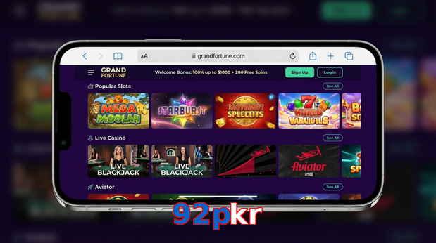 Main screen of 92Pkr ios page for PK players