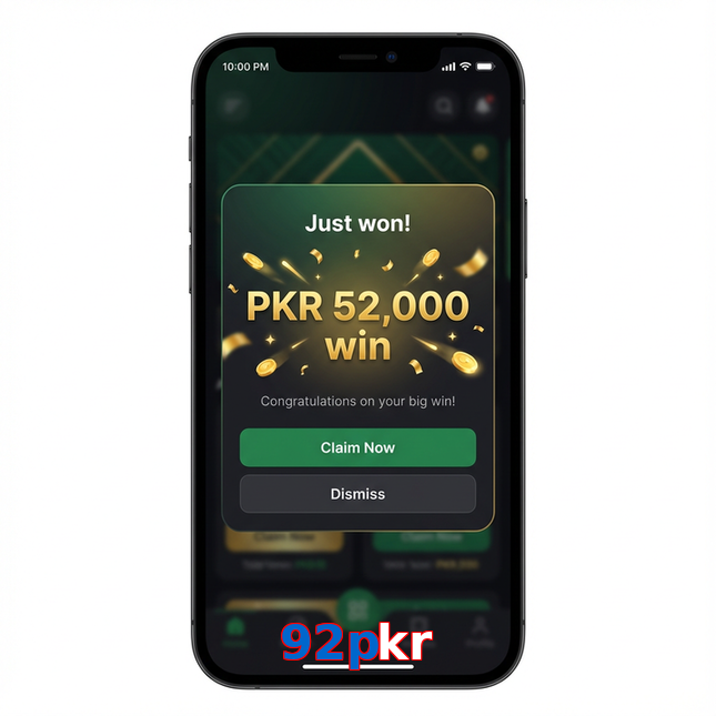 Main screen of 92Pkr win page for PK players